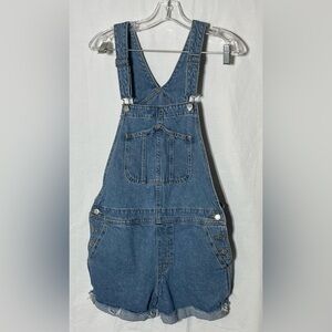 Old Navy y2K Bib Overall Shortalls Size M Blue Shorts Adjustable Straps